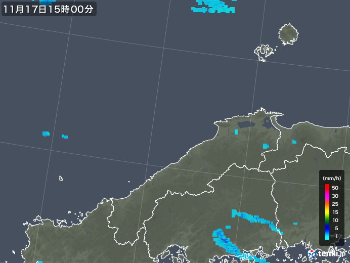 島根県の雨雲レーダー(2017年11月17日)