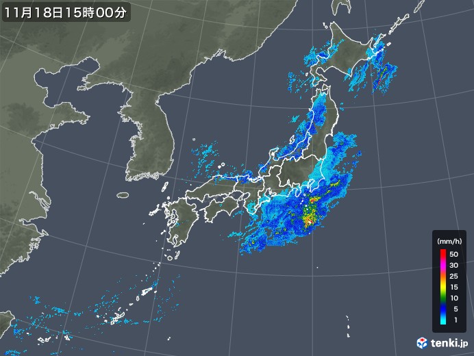 雨雲レーダー(2017年11月18日)