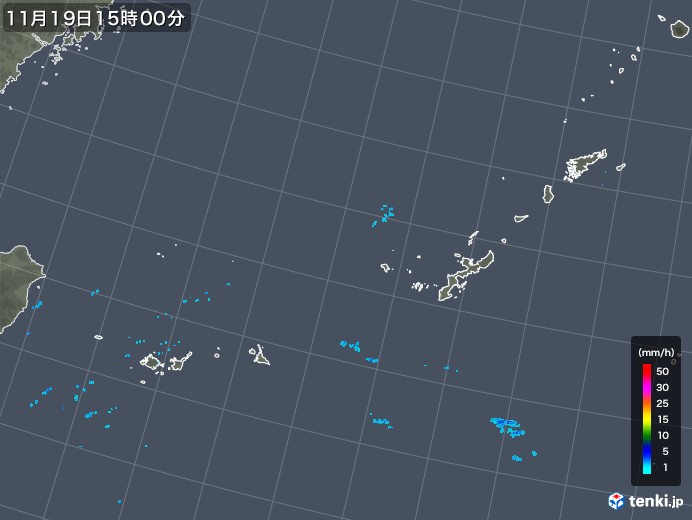 沖縄地方の雨雲レーダー(2017年11月19日)