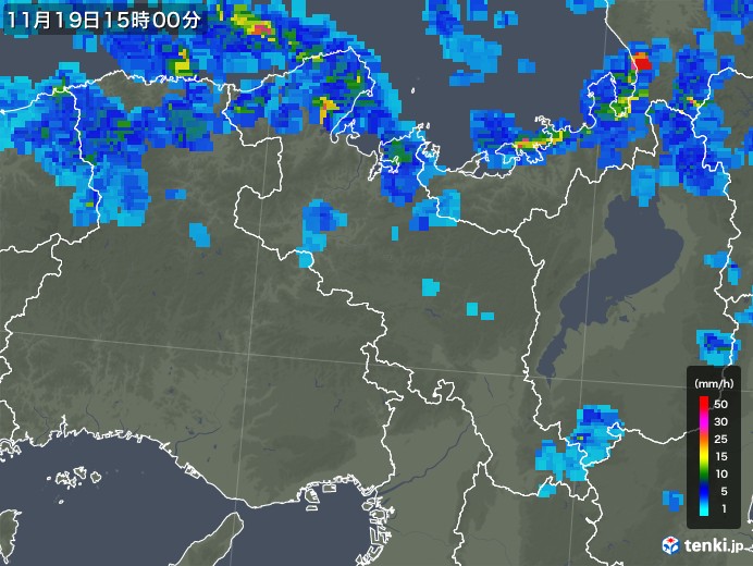 京都府の雨雲レーダー(2017年11月19日)