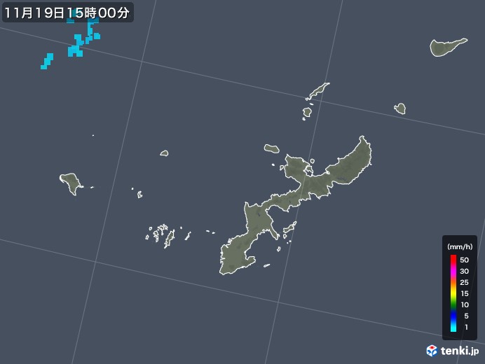 沖縄県の雨雲レーダー(2017年11月19日)