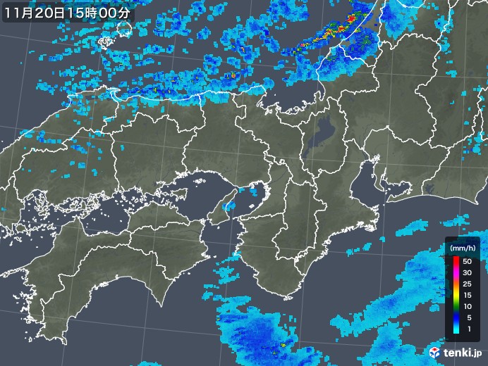 近畿地方の雨雲レーダー(2017年11月20日)