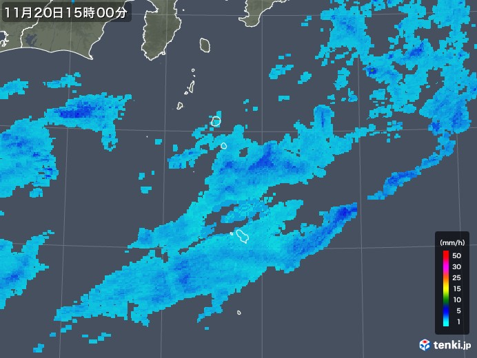 伊豆諸島(東京都)の雨雲レーダー(2017年11月20日)
