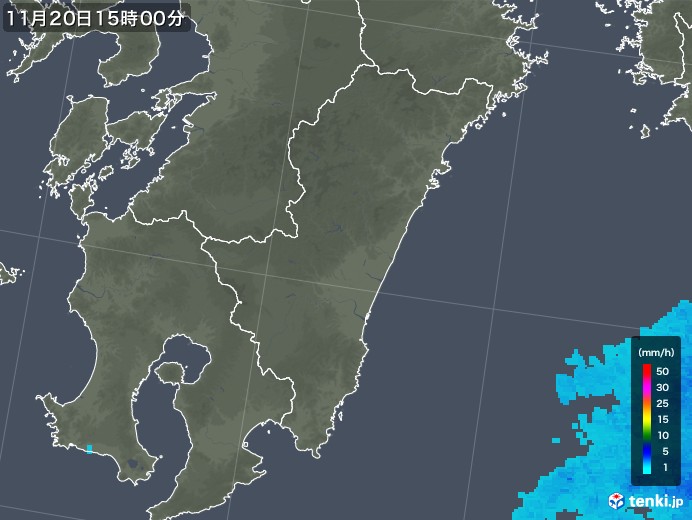 宮崎県の雨雲レーダー(2017年11月20日)