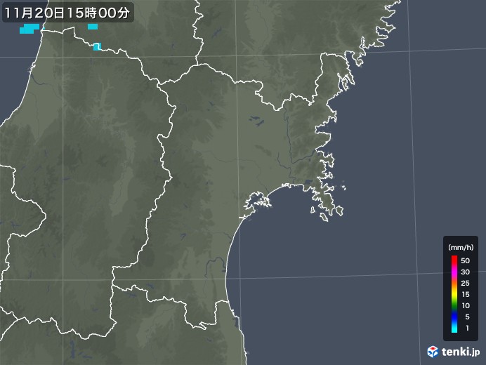 宮城県の雨雲レーダー(2017年11月20日)