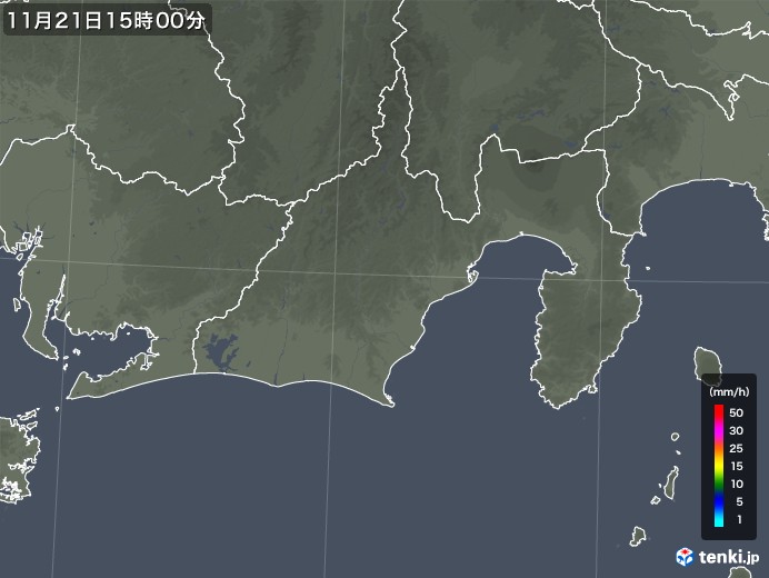 静岡県の雨雲レーダー(2017年11月21日)