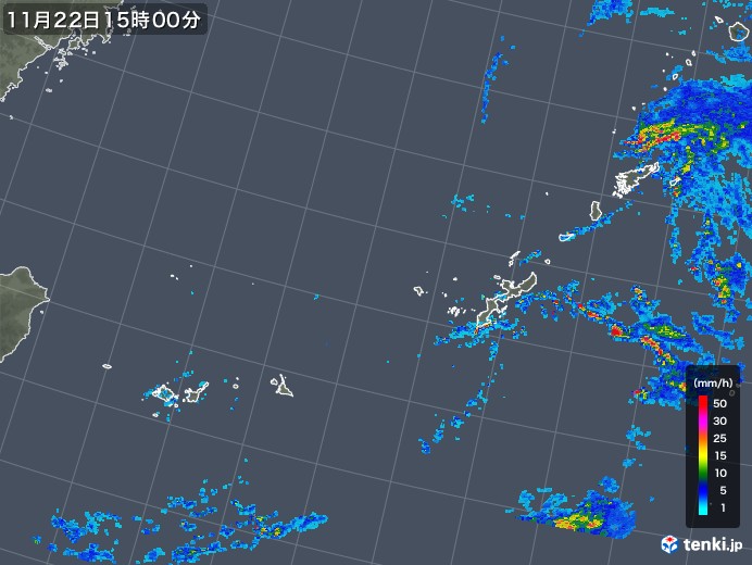沖縄地方の雨雲レーダー(2017年11月22日)