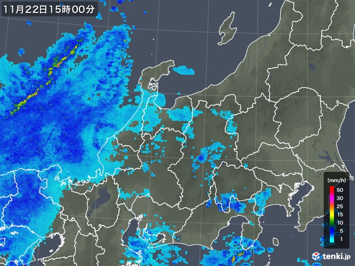 北陸地方の雨雲レーダー(2017年11月22日)