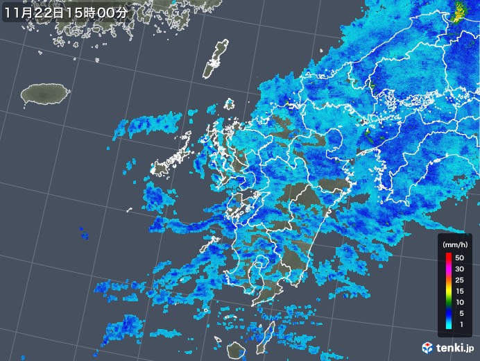 九州地方の雨雲レーダー(2017年11月22日)