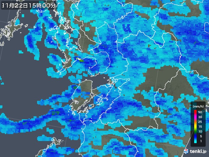 熊本県の雨雲レーダー(2017年11月22日)