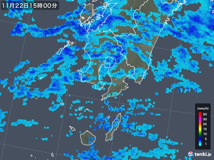 鹿児島県の雨雲レーダー(2017年11月22日)