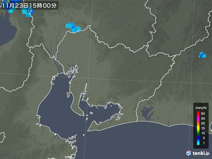 愛知県の雨雲レーダー(2017年11月23日)