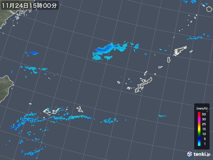 沖縄地方の雨雲レーダー(2017年11月24日)