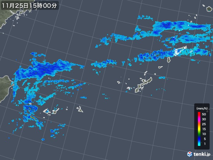沖縄地方の雨雲レーダー(2017年11月25日)