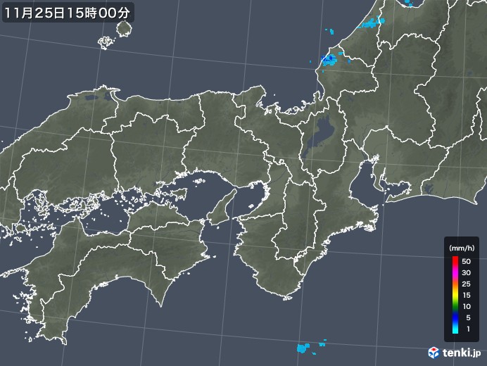 近畿地方の雨雲レーダー(2017年11月25日)