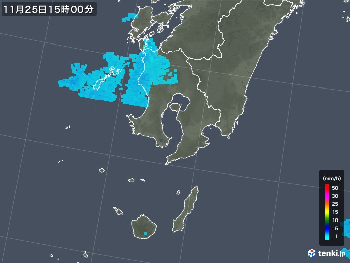 鹿児島県の雨雲レーダー(2017年11月25日)