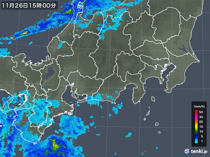 東海地方の雨雲レーダー(2017年11月26日)