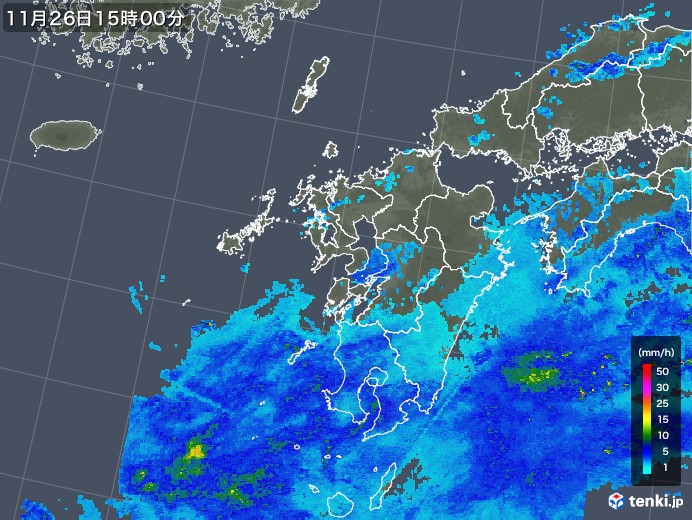 九州地方の雨雲レーダー(2017年11月26日)