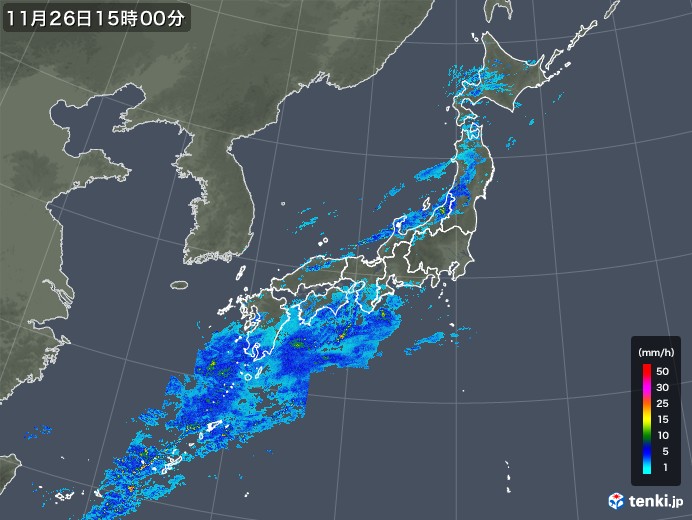 雨雲レーダー(2017年11月26日)