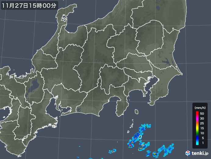 関東・甲信地方の雨雲レーダー(2017年11月27日)