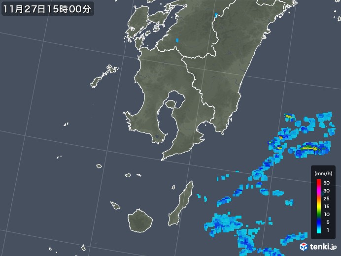 鹿児島県の雨雲レーダー(2017年11月27日)