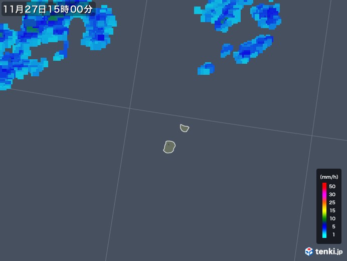 南大東島(沖縄県)の雨雲レーダー(2017年11月27日)