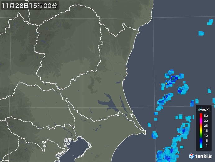 茨城県の雨雲レーダー(2017年11月28日)