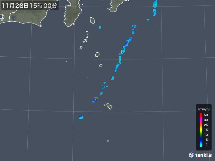 伊豆諸島(東京都)の雨雲レーダー(2017年11月28日)