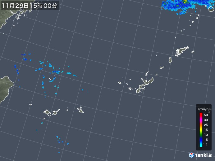 沖縄地方の雨雲レーダー(2017年11月29日)