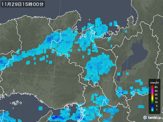 京都府の雨雲レーダー(2017年11月29日)