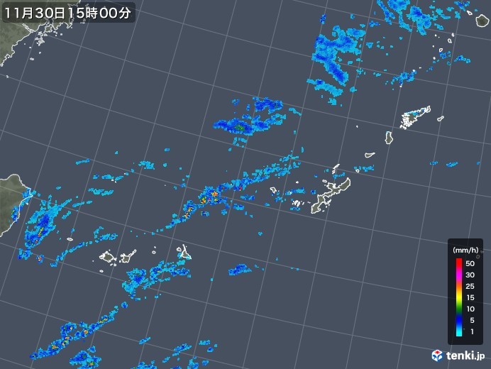沖縄地方の雨雲レーダー(2017年11月30日)