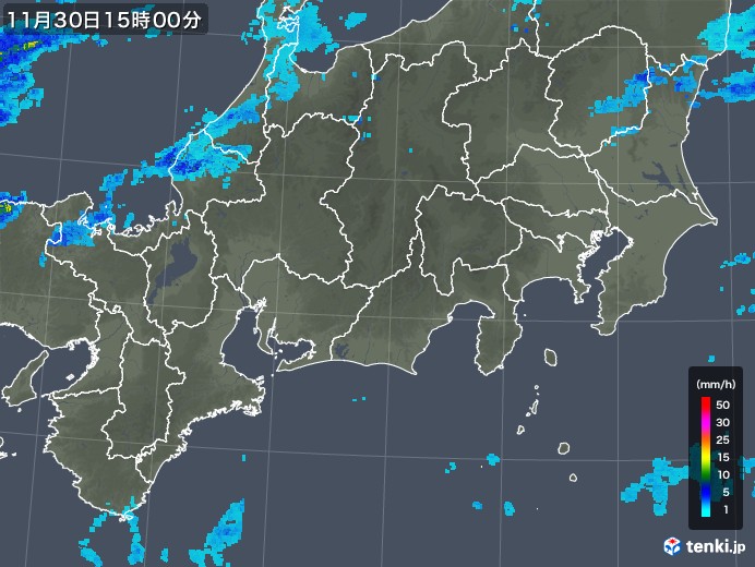 東海地方の雨雲レーダー(2017年11月30日)