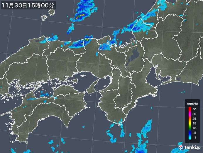 近畿地方の雨雲レーダー(2017年11月30日)