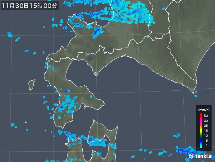 道南の雨雲レーダー(2017年11月30日)
