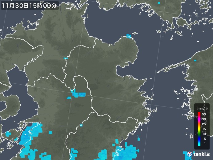大分県の雨雲レーダー(2017年11月30日)