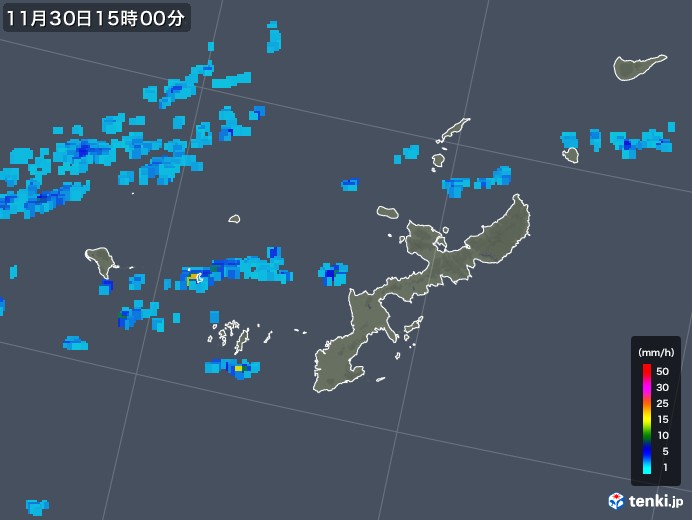 沖縄県の雨雲レーダー(2017年11月30日)