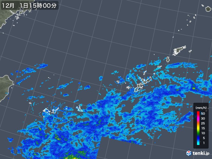 沖縄地方の雨雲レーダー(2017年12月01日)