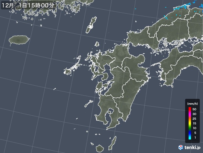 九州地方の雨雲レーダー(2017年12月01日)