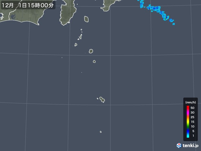 伊豆諸島(東京都)の雨雲レーダー(2017年12月01日)