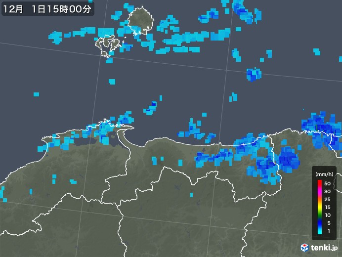 鳥取県の雨雲レーダー(2017年12月01日)