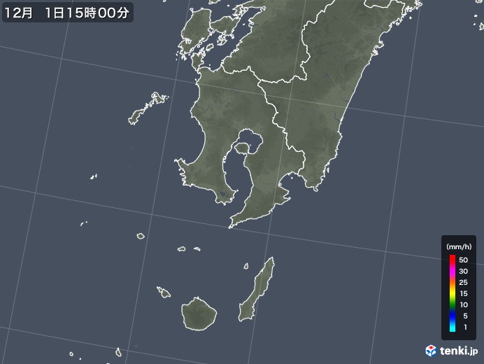 鹿児島県の雨雲レーダー(2017年12月01日)