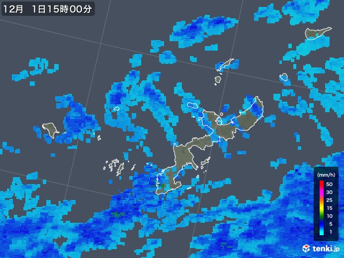 沖縄県の雨雲レーダー(2017年12月01日)
