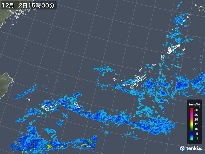 沖縄地方の雨雲レーダー(2017年12月02日)