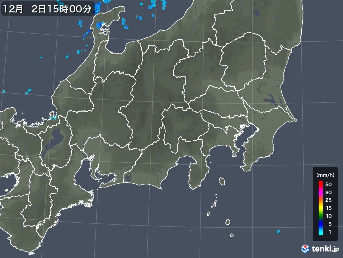 関東・甲信地方の雨雲レーダー(2017年12月02日)