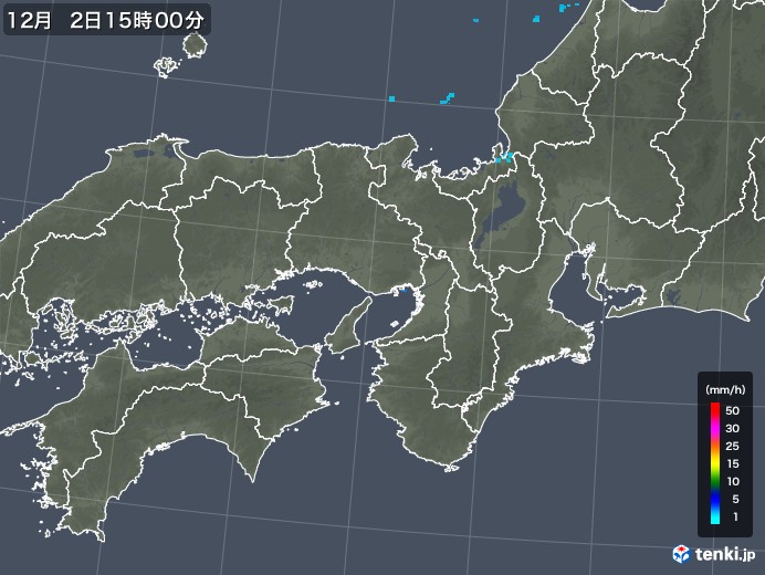 近畿地方の雨雲レーダー(2017年12月02日)