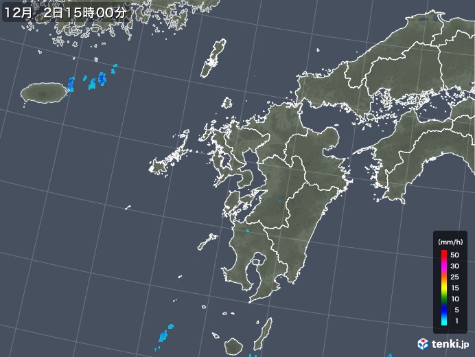 九州地方の雨雲レーダー(2017年12月02日)