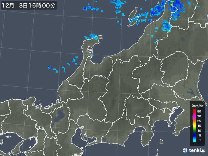北陸地方の雨雲レーダー(2017年12月03日)