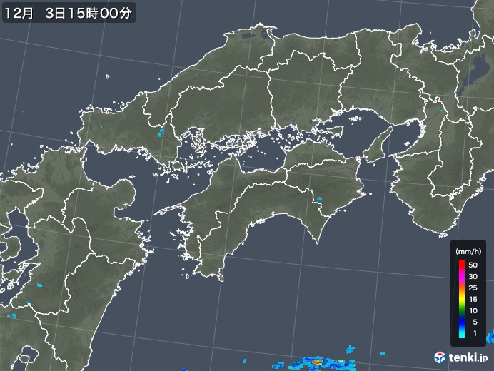 四国地方の雨雲レーダー(2017年12月03日)