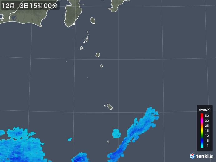 伊豆諸島(東京都)の雨雲レーダー(2017年12月03日)