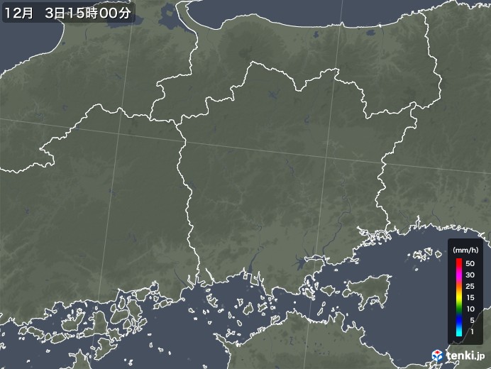 岡山県の雨雲レーダー(2017年12月03日)